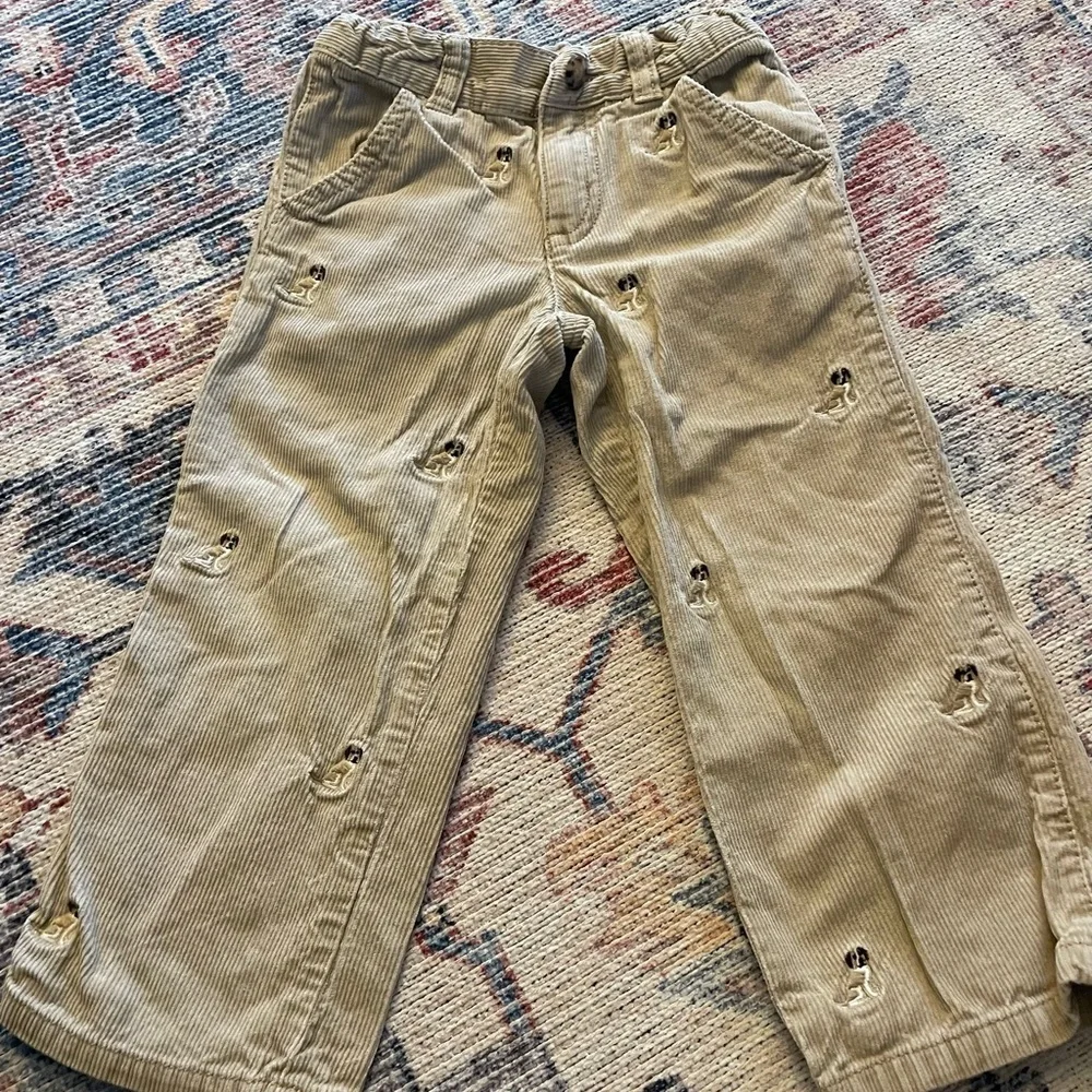 Gymboree Beige Corduroy Pants with Dog Embroidery‎